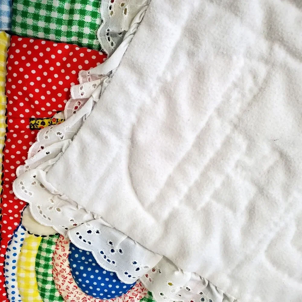 Vintage Baby Quilt Blanket 1970's Spring Mills Childrens Mixed Print 44